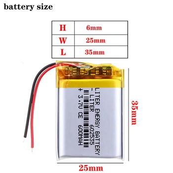 Polimer baterie cu litiu 3.7 V, 602535 062535 pot fi personalizate cu ridicata CE FCC ROHS, MSDS de certificare a calității