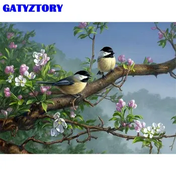 GATYZTORY Vopsea De Numere Pentru Adulți Copii pictate manual Pictura Acrilic Păsări În Copac Imagine de Desen DIY Cadou