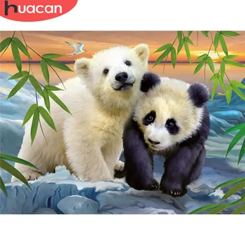 HUACAN Diamant Pictura Panda Full Pătrat Rotund Vânzare 5D Diamant Broderie Mozaic Animal Urs Ambarcațiuni Kit Decor Acasă