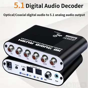 5.1 CH Decodor Audio SPDIF Coaxial RCA AC3 DTS Digital Optic Amplificator Analogic Converte Amplificator Audio HD Rush Adaptor