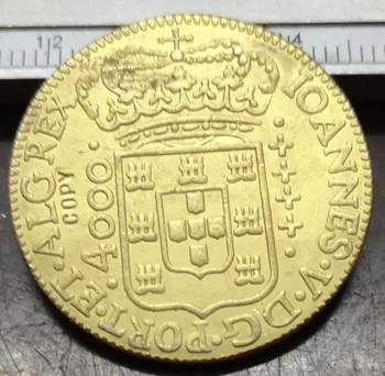 1700 Brazilia 4000 Reis -Pedro II Copia 22K Placat cu Aur de monede