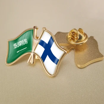 Arabia Saudită și Finlanda Trecut Dublu Prietenie Steaguri insigne, Brosa Insigne