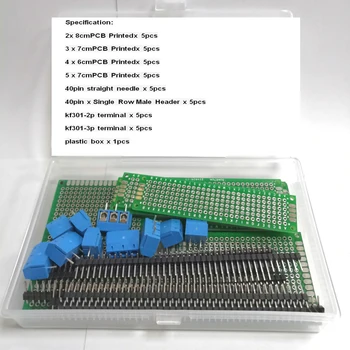 40pcs/lot 5x7 4x6 3x7 2x8 Dublu Partea Prototip PCB-Printed Circuit Board Pentru Arduino Lipit de Bord KF301-2P/3P kit Terminal
