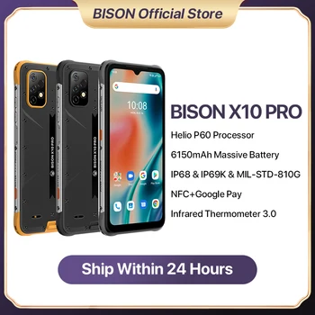 UMIDIGI BISON X10 Pro IP68 & IP69K Versiune Globală de Smartphone NFC 4GB 12GB Helio P60 Octa Core 6.53