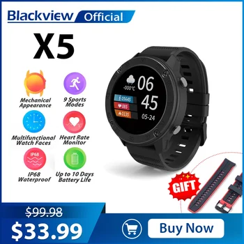 Blackview IP68 SmartWatch X5 Bărbați Femei Ceas Sport, Ceas Monitor Sleep Tracker de Fitness Rata de Inima Smart Watch pentru IOS Android