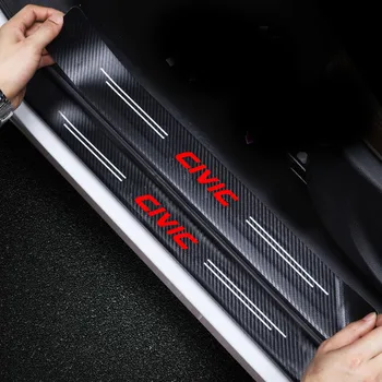 Pentru CIVIC Masina Scuff Placa Pragului de Ușă Autocolante Auto din Fibra de Carbon Sticker Portbagaj Protector Accesorii Auto