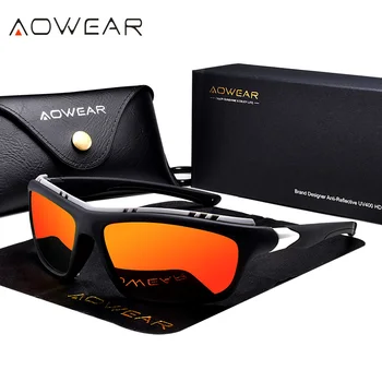 AOWEAR Barbati Sport de Lux ochelari de Soare Polarizat Bărbați de Modă în aer liber Ochelari Omul cu ochelari de soare Brand Design Oglindă Ochelari de Soare Oculos