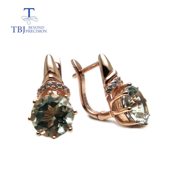 TBJ,Natural bun luciu de culoare verde ametist piatră prețioasă incuietoare cercei argint 925 rose gold bijuterii fine pentru fete cadou