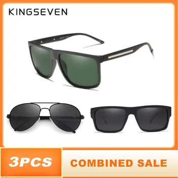 3PCS Combinate de Vânzare KINGSEVEN Brand Polarizat ochelari de Soare Pentru Barbati din material Plastic Oculos de sol de Moda pentru Bărbați Piața de Conducere Ochelari