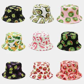 2022 Găleată Pălărie Reversibile Fructe Tropicale Imprimate De Pescar Moda Pălărie Nouă Găleată Capace Două Părți Bob Pălărie Pentru Iubitorii De