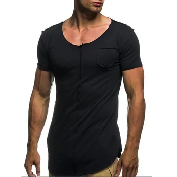 B1192-Vara noi bărbați tricouri culoare solidă slim tendință casual cu mâneci scurte moda