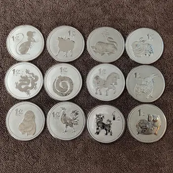 12 Zodiac Medalioane Comemorative De Monede Suvenir Moneda Home Decor De Epocă Cadouri Monedă Comemorativă Animale Colecție De Monede