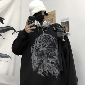Japonia Harajuku Negru Gotic Hip Hop tricouri Barbati Femei Primavara Cuplu Mânecă Lungă Pierde Tricou Casual Scrisoare de Imprimare Tricouri Baieti
