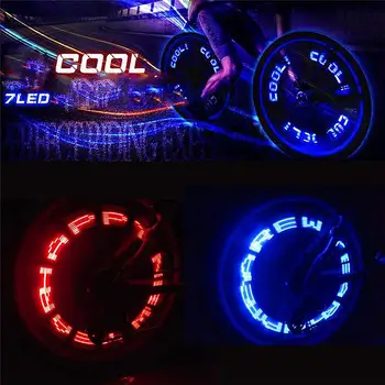 Roată de bicicletă Vorbit Lumina LED-uri de Lumină Ciclu Anvelope Anvelope Supapei Roții 7 Lanterna Luminoase, cu Bicicleta Cuvinte Ciclism Lampa Accesorii