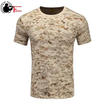 Militar de Camuflaj Îmbrăcăminte Respirabil Luptă Tricou Bărbați Vară cu Mânecă Scurtă Tricou Army Camo Soldat de sex Masculin Tee tricou