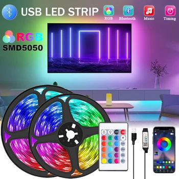 USB LED Strip Lumină Bluetooth RGB SMD TV cu Ecran Desktop Iluminare LED Lumini DC5V Flexibil 1-30M Lampa Banda Decor Cameră