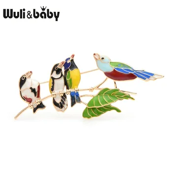 Wuli&copilul de Patru Păsări Cântând Pe Copac Broșe Femei Nunti Ace de Brosa, Cadouri de