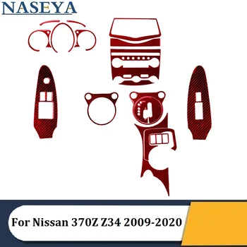 Pentru Nissan 370Z Z34 2009-2020 Fibra de Carbon Red Autocolante Auto Interioare Accesorii Decorative Centrul de Control tabloul de Bord pentru schimbarea vitezelor