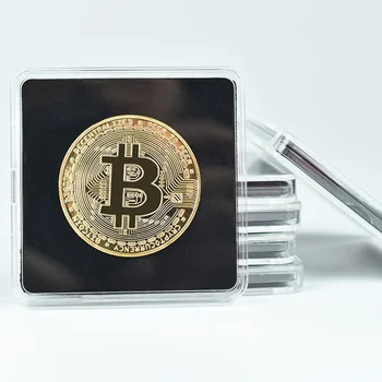 40mm Aur Bitcoin Moneda cu Pătrat de Plastic Caz Litecoin Eth XRP Doge Cardano IOTA FIL Cryptocurrency de Colectare Monede de Metal