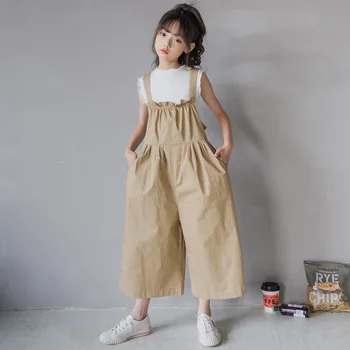 Set Haine fete 2022 Teen Drăguț Nou-coreean Vesta Casual și Salopete Largi Picior Pantaloni de Moda de Copii Costum, #0029