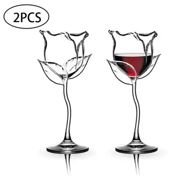 2 buc Creative Pahar de Vin Rose Floare Forma Pocalul fără Plumb Vin Roșu în Pahare de Cocktail Acasă Petrecerea de Nunta accesoriile de bar Drinkware Cadouri