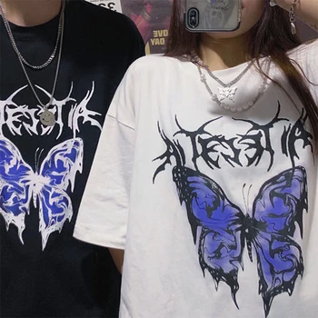 Femei Tricouri Fluture de Imprimare de Epocă Femei T-shirt Harajuku Gotic Mare Alb Maneca Scurta Tricouri Supradimensionate Top Casual