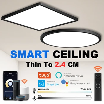 Smart LED Lumini Plafon Tuya Alexa App Control de la Distanță Voce Moderne Lampă de Tavan Pentru camere Living Bucatarie Luciu