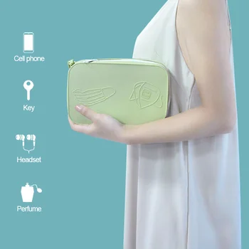 1 BUC Silicon Plat Fata Reutilizabile Masca Cutie de Depozitare cu Fermoar rezistent la apa Multifunctional articole de Toaletă Sac Portabil Simplu Sac de Depozitare