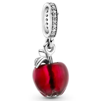 Autentic Argint 925 Momente Din Sticlă De Murano Măr Roșu Cu Cristal Farmec Legăna Se Potrivesc Brățară Pandora & Colier Bijuterii