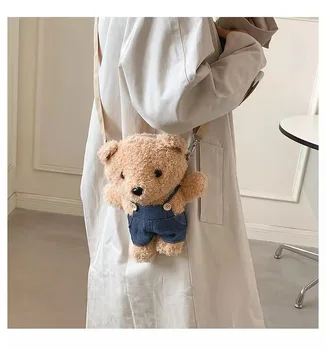 Urs Drăguț Un Umar Cross Body Bag Nouă Personalitate De Moda Drăguț Vânt Rucsac Urs De Pluș Papusa Externe Stil Sac Pentru Fete