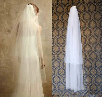 Moda Simplu Alb fildeș voal de mireasa două straturi 80cm/120cm cu pieptene voaluri de nunta, voal, accesorii de nunta