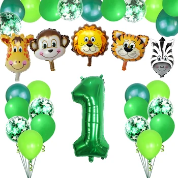 0-9 Număr Verde Ballon Leu, Maimuță Baloane Folie Copii Jungle Safari dinozaur Ziua Animal Partidul Decor 1 copil de dus