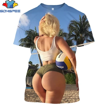 SONSPEE Vară pe Plajă Bikini Model Blond Fese Durdulii Zeita Sexy Cămașă de Imprimare 3D pentru Bărbați T-shirt Pasionat Otaku Om de Îmbrăcăminte de Sus