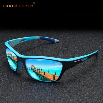 LongKeeper Clasic Polarizat ochelari de Soare Barbati de Conducere Nuante de Albastru Sport în aer liber Ochelari de Soare pentru Femei Brand Designer Oglindă Oculos