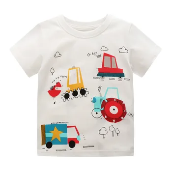 Sărituri de Metri de Vara Baieti T shirt Cu Masini de Imprimare de Moda Haine pentru Copii din Bumbac de Vânzare Fierbinte Copii pentru Copii Teuri Copilul Topuri