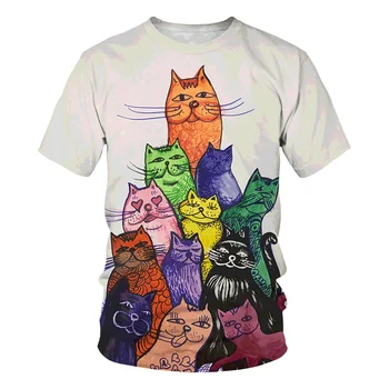 Noi de Imprimare 3d Personalitate Pisica Drăguț de Animale pentru Bărbați Street Casual T-shirt Sport Valul Bărbați Tineri Frumos T-shirt de Sus