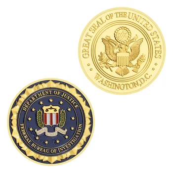 Departamentul de Justiție Biroul Federal de Investigații Placat cu Aur de Suveniruri și Cadouri Provocare Monede Monede Comemorative