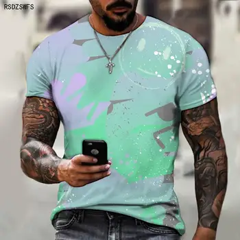 Hip-hop graffiti scrisoare de imprimare simbol 3D amuzant cămașă cu mânecă scurtă de vară de moda cele mai recente tendințe de design masculin strada T-shirt