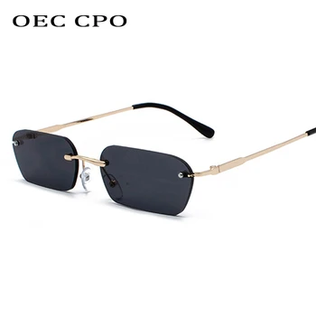 OEC CPO Moda fără ramă de ochelari de Soare pentru Femei Vintage Design de Brand Doamnelor Transparente Lentile de ochelari de Soare Pentru Femei UV400 Dreptunghi O94