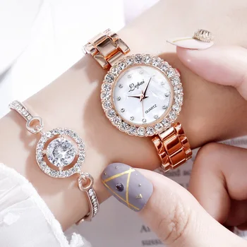 Top Brand De Lux Ceasuri Brățară Set Pentru Femei De Moda Geometrice Brățară Cuarț Ceas Doamnelor Încheietura Ceas Zegarek Damski