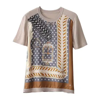 Femei Tricou de Vara cu Maneci Scurte tricou Vrac 2022 Nouă Tendință de Moda All-meci Împletit Șifon Cămașă de Haine de Epocă, Femeie