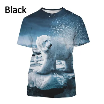 2022 Urs Polar de Imprimare 3D Barbati Casual T-shirt Personalitate Amuzant Drăguț Vara Unisex Maneca Scurta