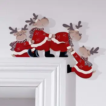 Anul Nou Cadru De Ușă Din Lemn Decor Amuzant Moș Crăciun Reni Decor De Crăciun Ornament Cadouri De Vacanță Anul Nou Anul 2023