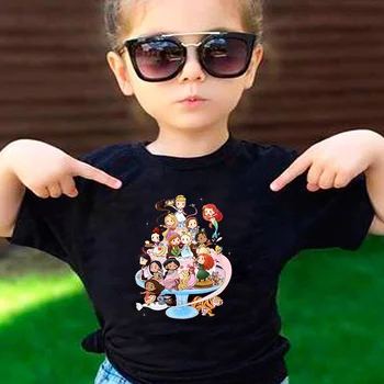 Desene animate drăguț Grafic Fetita Printesa Tee Copii T-shirt Moda de Vara Maneca Scurta Tricouri Copii Fete Moale Topuri