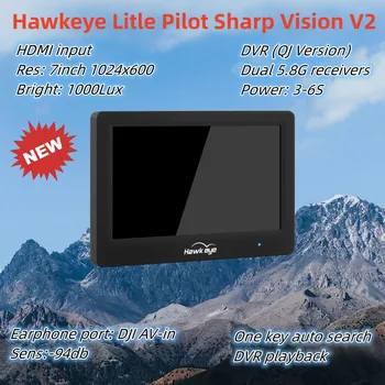 Hawkeye Litle Pilot Viziune Ascuțite V2 7 inch 1000LUX FPV Monitor DVR HDMI 5.8 GHZ 48CH 1024×600 Stație de la Sol Pentru FPV RACING DRONE