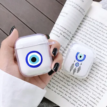 Globul ocular Drăguț Transparent Capac Cască Punga pentru AirPods 1 2 Cazuri de Silicon Bluetooth Cutie de Clar Pentru Aer Pod 2 deochi Cazuri