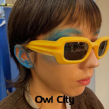 Moda Mic Dreptunghi Galben ochelari de Soare Femei Retro Colorate Punk Ochelari de Designer de Brand pentru Bărbați Ochelari de Soare Nuante UV400 Oculos