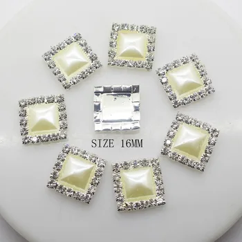 Noul Hot 10buc 16mm Patrati Diy Accesorii de Îmbrăcăminte Stras pearl piedestal brosa Invitatie de Nunta bijuterii Accesorii