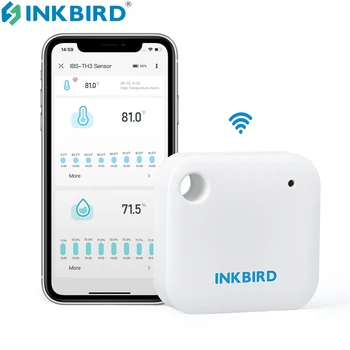 INKBIRD IBS-TH3 WIFI Termometru Higrometru, 2-în-1 Smart Senzor pentru Temperatură și Umiditate Cu Alarma pentru Temperatura,Nor de Stocare a Datelor