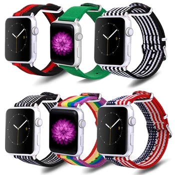 Potrivit pentru Noul Apple Watch 8/7 trupa Rainbow Curea iwatch SE/6/5/4/3/2/1 Curea Nailon Stele Dungi Serie 38/42/40/44/41/45MM